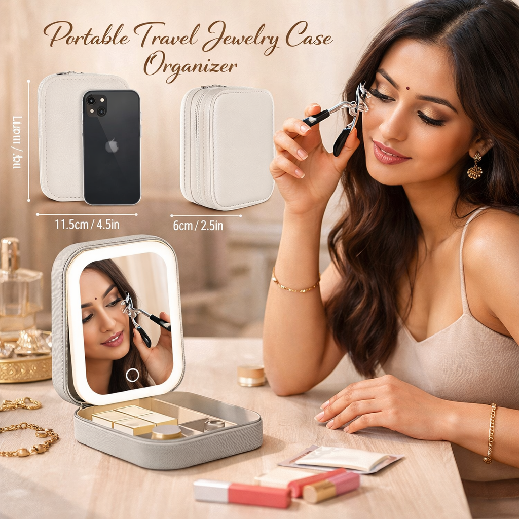 White Jewelry Box with LED Mirror