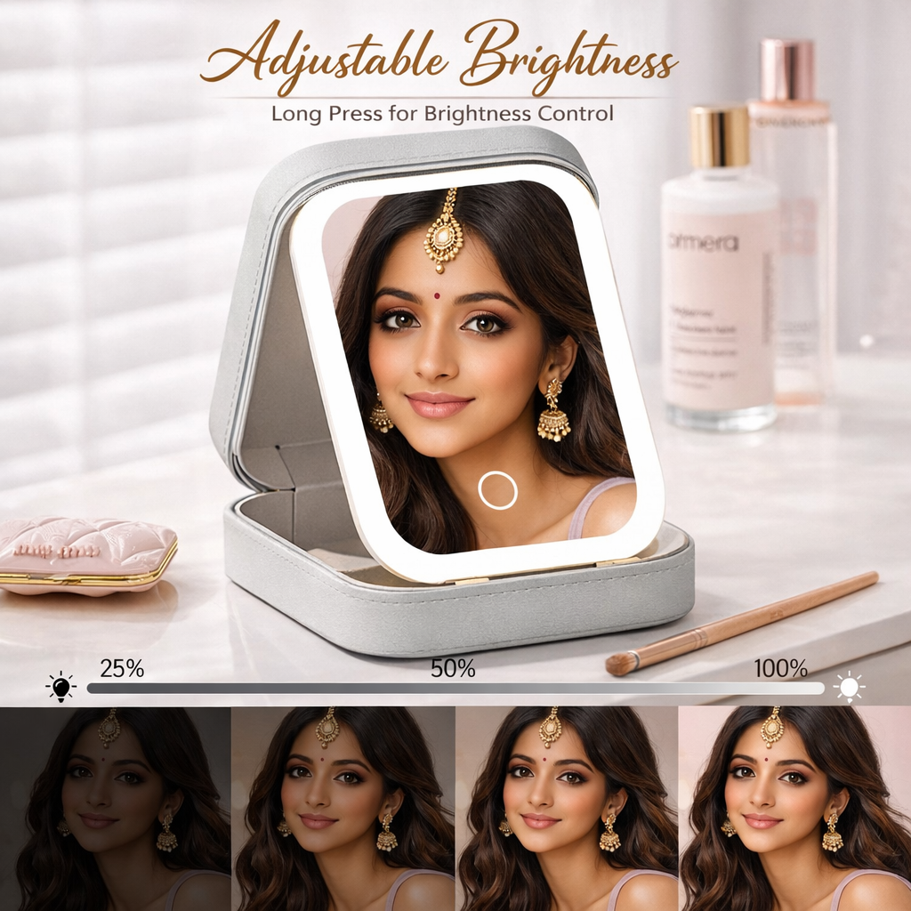 White Jewelry Box with LED Mirror