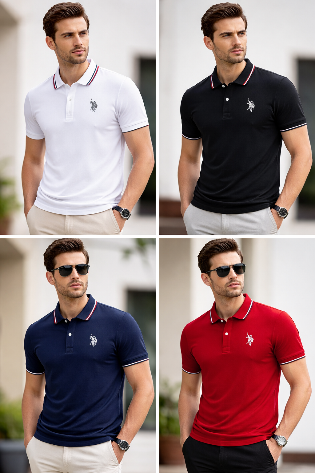 Men’s Polo Neck Half Sleeve T-Shirts (Combo of 4)