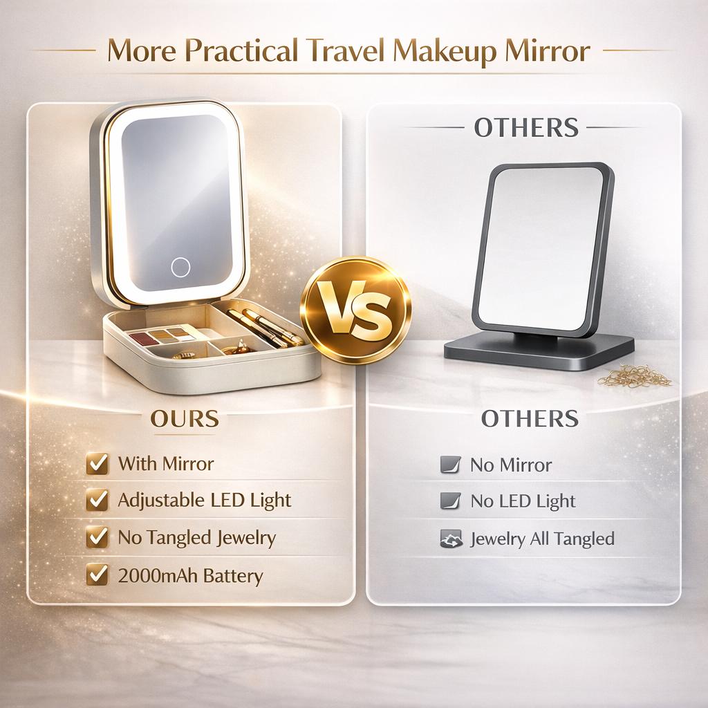 White Jewelry Box with LED Mirror