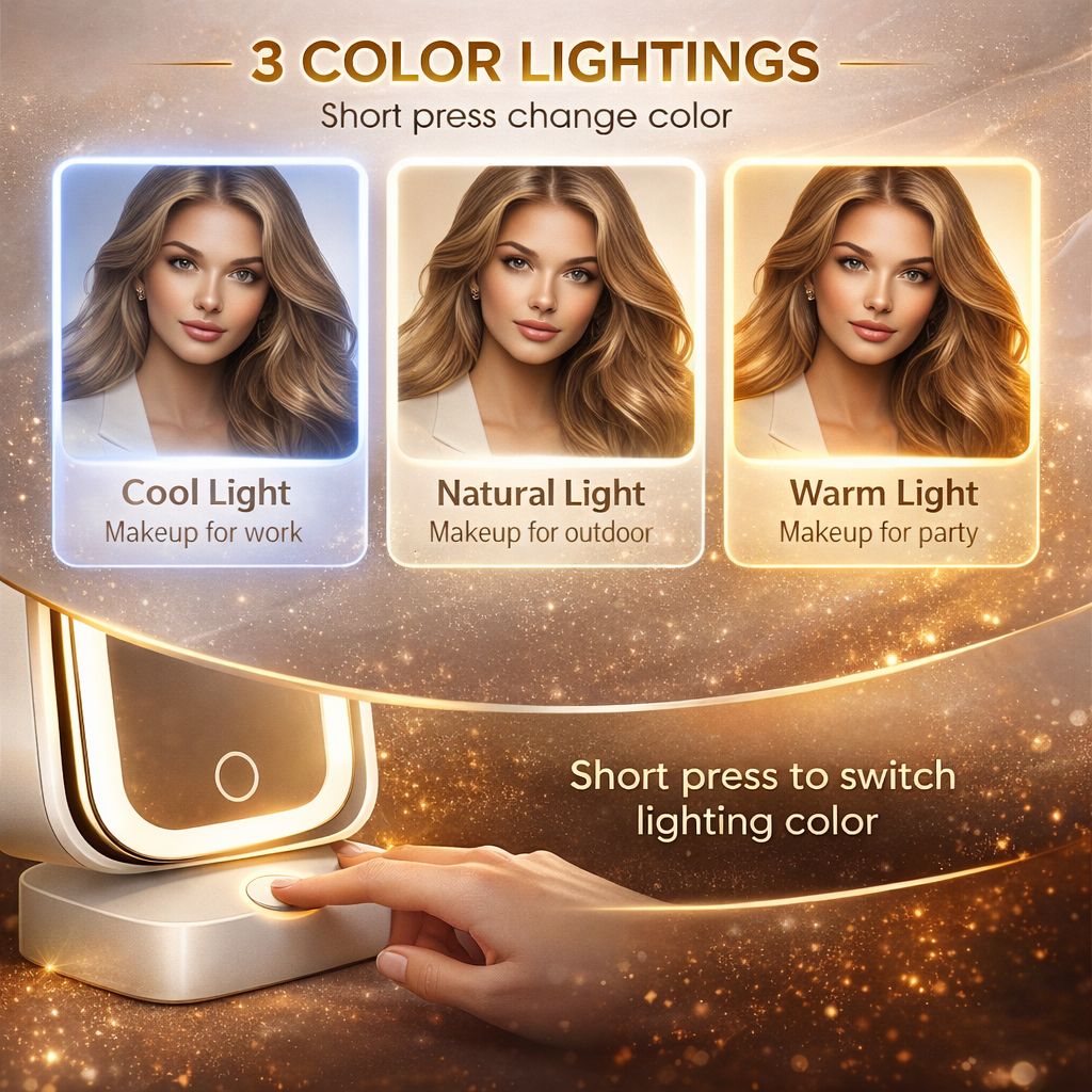 White Jewelry Box with LED Mirror