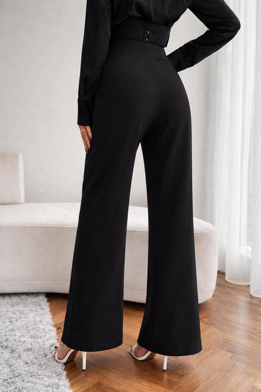 Women’s Non-Transparent Classic Stylish Pants – Black & White (Pack of 2)