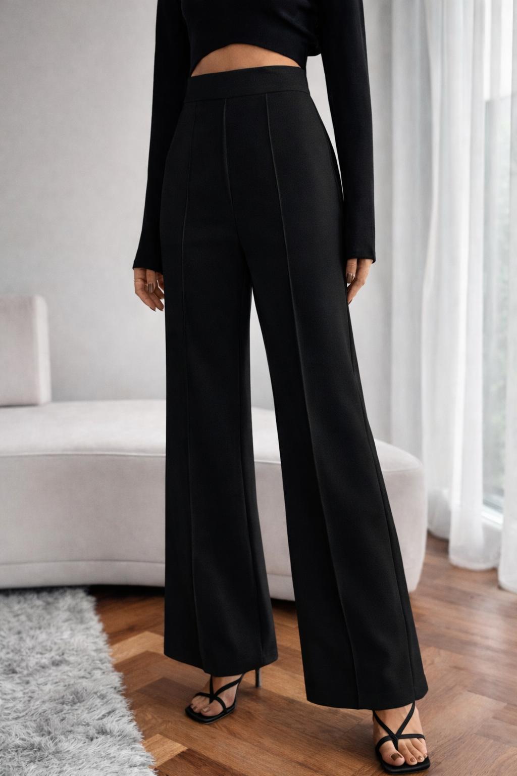 Women’s Non-Transparent Classic Stylish Pants – Black & White (Pack of 2)